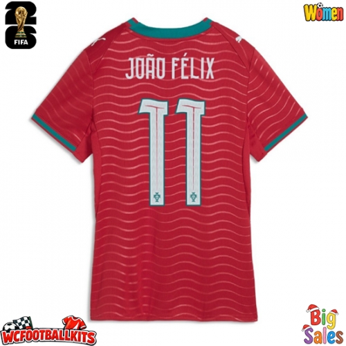 Portugal Joao Felix #11 Replica Home Stadium Shirt for Women World Cup 2026 Short Sleeve